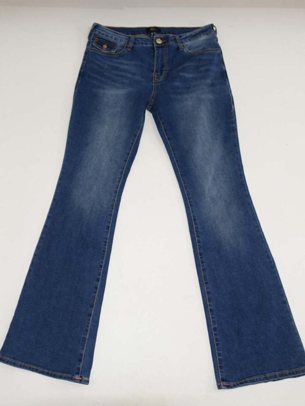 True Religion Women's Becca Mid Rise Crystal Boot Cut Jeans Size 31, 33" Inseam